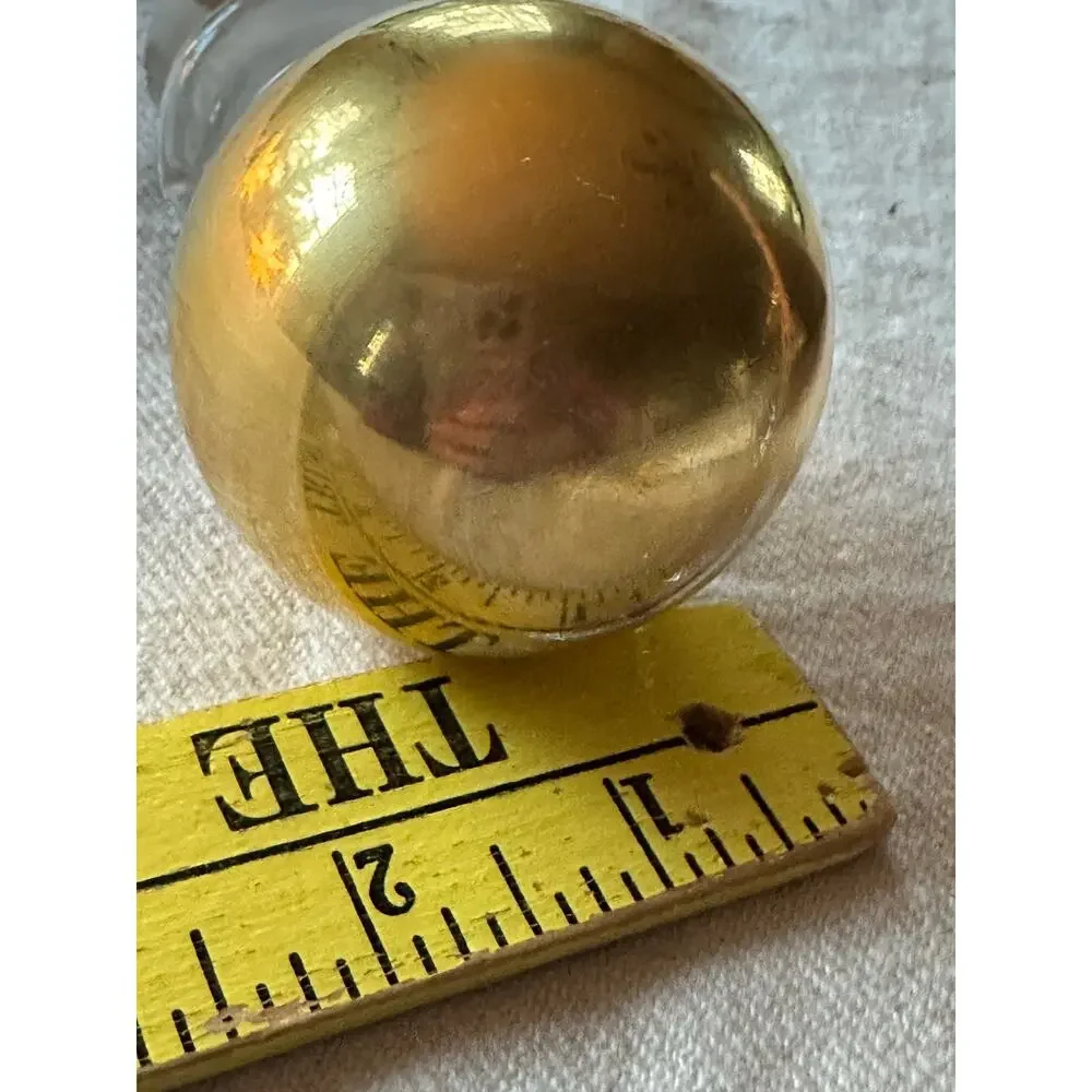 Vintage Ball Art Glass Decanter Stopper gold plated Mid-Century Modern